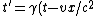 t' = \gamma (t-vx/c^2)